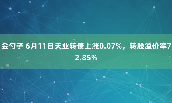 金勺子 6月11日天业转债上涨0.07%，转股溢价率72.85%