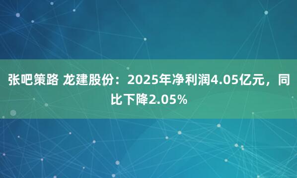 张吧策路 龙建股份：2025年净利润4.05亿元，同比下降2.05%
